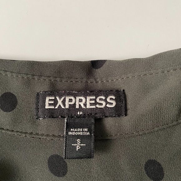 Express Olive & Black Polka Dot Blouse - Picture 6 of 8